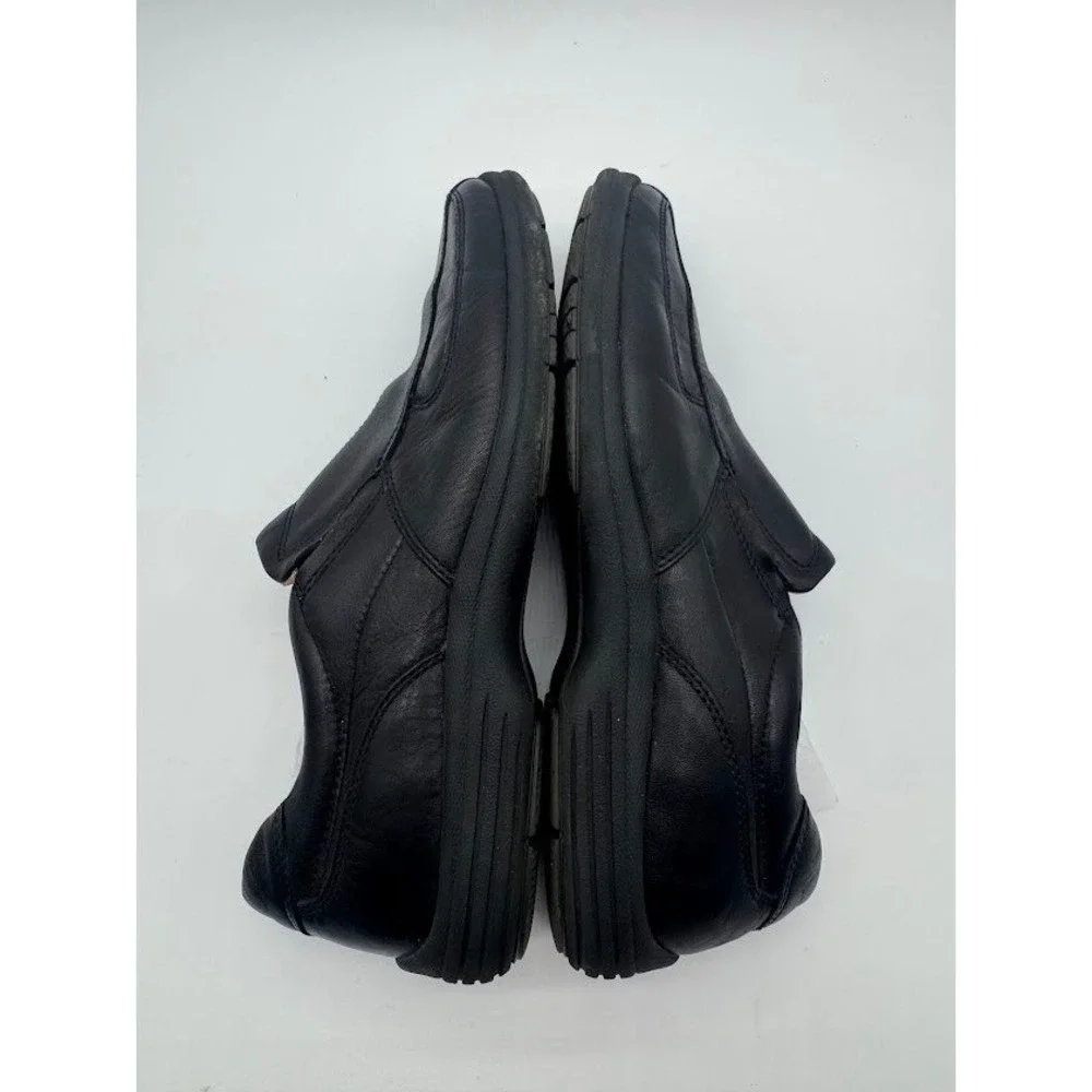Johnston & Murphy XC4 Mens Black Leather Slip On‎ Loafers Square Moc Toe Shoes